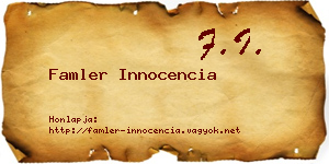 Famler Innocencia névjegykártya